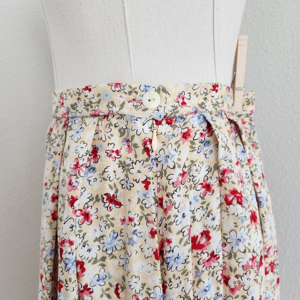 Vintage 90s Pendleton Yellow Floral Rayon Blouse & Skirt Set High Waist Size 6 - Picture 13 of 16